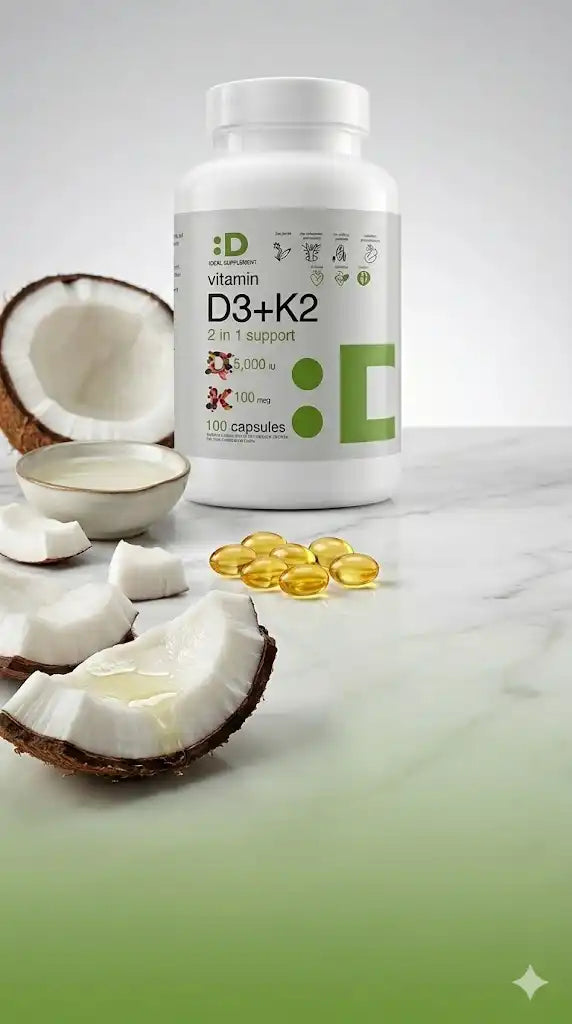 Vitamina D3 K2 con aceite de coco
