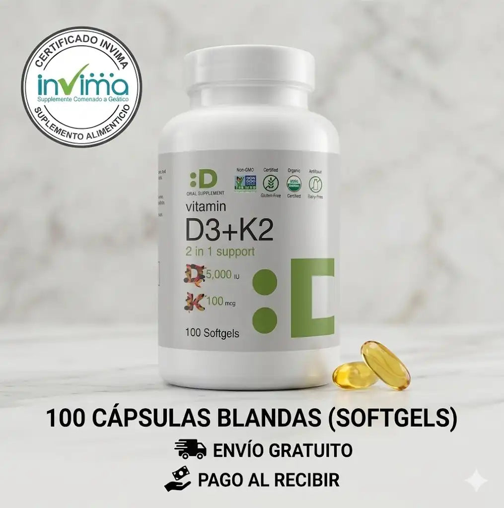 Vitamina D3 K2 con aceite de coco