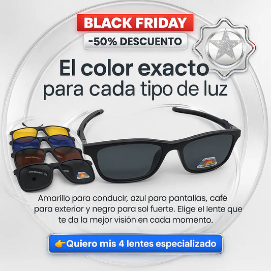 Una sola montura para TODO tu día.  4 lentes magnéticos que cambias en 2 segundos